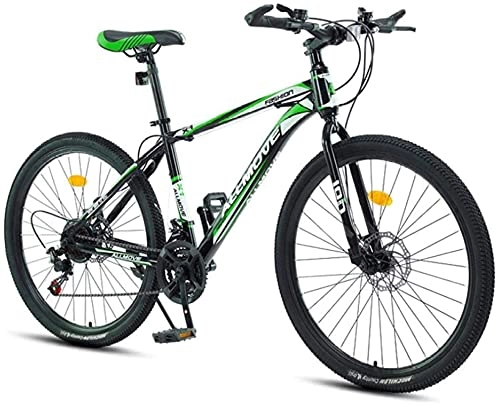 Mountain Bike : HUAQINEI Mountain Bikes, 26 inch mountain bike male and female adult variable speed racing super light bicycle spoke wheel Alloy frame with Disc Brakes (Color : Dark green, Size : 24 speed)
