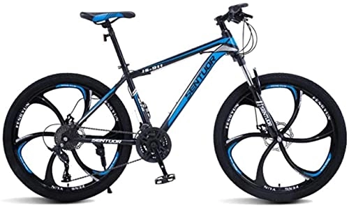 Mountain Bike : HUAQINEI Mountain Bikes, 26 inch mountain bike off-road variable speed racing light bicycle six wheels Alloy frame with Disc Brakes (Color : Black blue, Size : 21 speed)
