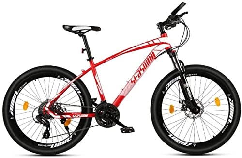 Mountain Bike : HUAQINEI Mountain Bikes, 27.5 inch mountain bike male and female adult super light racing light bicycle spoke wheel Alloy frame with Disc Brakes (Color : Red, Size : 21 speed)