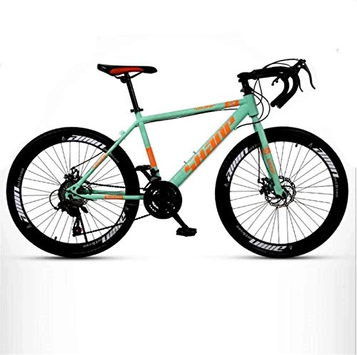 Mountain Bike : HUAQINEI Mountain Bikes, Variable speed dead fly bicycle 24 speed adult lightweight road racing live fly bicycle 40 knife circle wheel Alloy frame with Disc Brakes (Color : Green, Size : 24 inches)