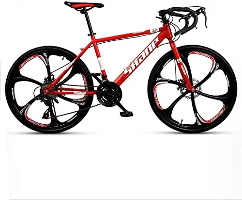 Mountain Bike : HUAQINEI Mountain Bikes, Variable speed dead fly bicycle 27-speed adult lightweight road racing live fly bicycle six wheels Alloy frame with Disc Brakes (Color : Red, Size : 26 inches)
