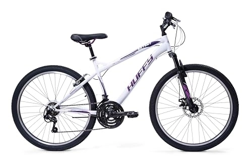 Mountain Bike : Huffy Extent Women's Mountain Bike 26 Inch Wheels 18 Gears Gloss White & Purple Front Suspension