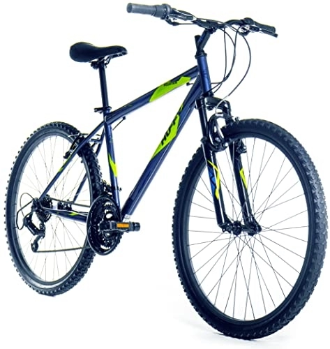 Mountain Bike : Huffy Stone Mountain Mens 26 Inch Wheel Hardtail Mountain Bike Front Suspension 21 Speed Blue Adults, Denim Blue
