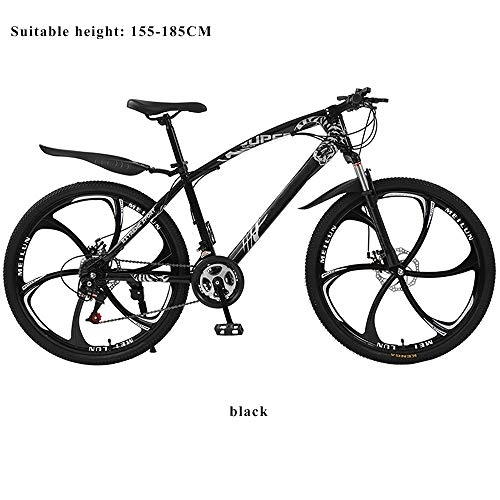 Mountain Bike : HUITAO Carbon Steel Thickened Mountain Bike Shock Absorber, Bicycle 26 Inch 21 Speed Disc Brake Student Car Adult Bicycle, Black, 21 speed