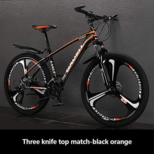 Mountain Bike : HUO FEI NIAO 26" 27 / 30-Speed Mountain Bike for Adult, Lightweight Aluminum Full Suspension Frame, Suspension Fork, Disc Brake, High version (Color : Black orange, Size : 27 speed)