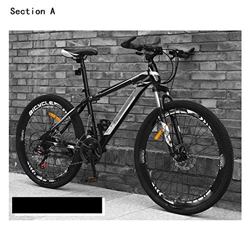 Mountain Bike : HWOEK Adults Cruiser Bike, Dual Disc Brake 24 / 26 Inch Hardtail Mountain Bike High Carbon Steel Frame 21 / 24 / 27 Speed Adjustable Seat, Black, A1 24 speed