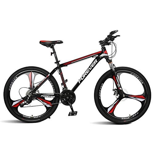 Mountain Bike : Hxx Folding Mountain Bike, 24" Unisex Shock Absorber Bicycle 24 Speed Double Disc Brake Aluminum alloy Frame Cross Country Bicycle Slip Wear Tire, Red
