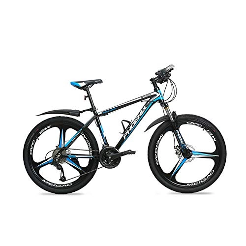 Mountain Bike : Hxx Mountain Folding Bike, 26" Fully Suspended Double Disc Brake Bicycle with Front And Rear Fenders 27 Speed Aluminum Alloy Frame Unisex Off Road Bicycle, Blackblue