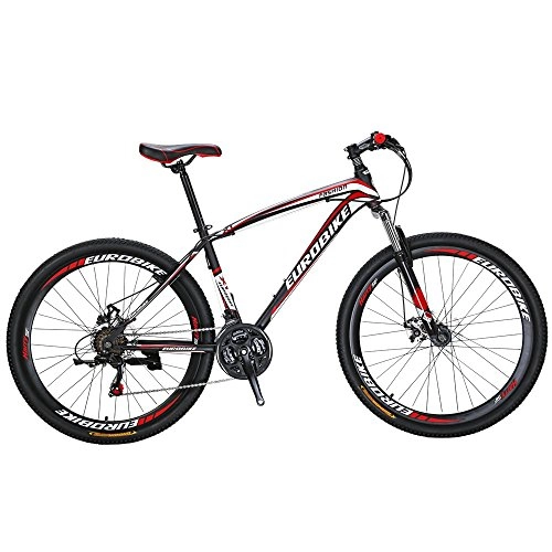 Mountain Bike : Hybike Mountain Bikes HYX1 27.5 Inches Muti Spoke Wheels 21 Speed Mountain Bicycle Dual Disc Brake Bicycle Blackred
