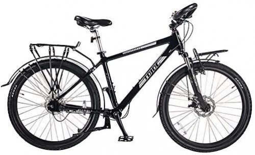 Mountain Bike : IMBM 26" 7 Speed, No-Chain Touring Bike, Travel Mountain Bike, Disc Brake, Butterfly Shape Handlebar, MTB Bicycle (Color : Black)