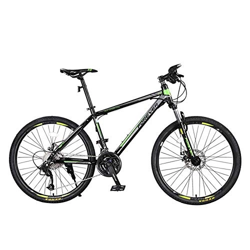 Mountain Bike : Implicitw 27 variable speed bicycle mountain bike double disc brake aluminum alloy rim-Black green