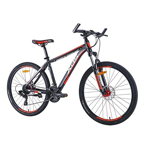 Mountain Bike : Implicitw Mountain bike aluminum alloy 24-speed mechanical disc brake suspension-Black and red 17 inches