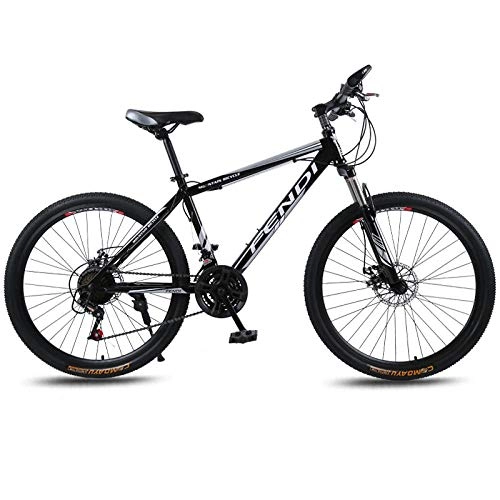 Mountain Bike : Implicitw Mountain bike bicycle 21-speed 26-inch dual disc brakes-(21-speed top matching)-black and white