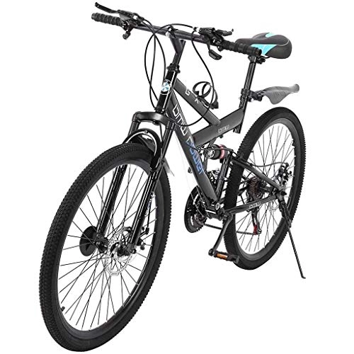 Mountain Bike : Isshop 26 Inch Adult Teens Bicycle Bike, 21 Speed Dual Disc Brakes Full Suspension Outroad Mountain Trail MTB Bike (Black)