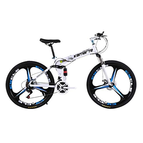 Mountain Bike : Isshop Adults Teens 26Inch Mountain Bike, High Carbon Steel 21-Speed Bicycle Full Suspension MTB (White)