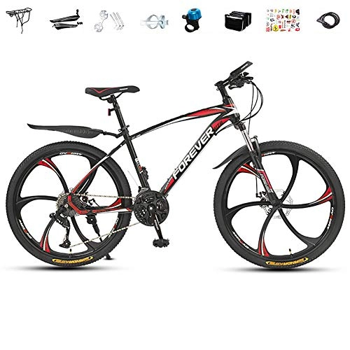 Mountain Bike : JACK'S CAT 24 / 26in Mountain Bike L-TWOO 30 Speed Bicycle Double Disc Brake MTB Bikes, With Bicycle Spree, Red, B 26in