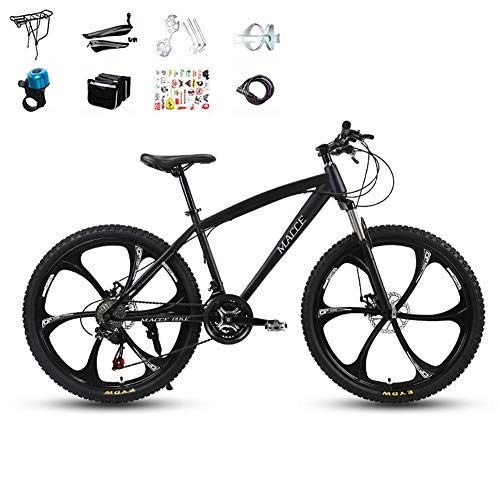 Mountain Bike : JACK'S CAT 26-inch Mountain Bike, Universal City Bike, Dual Disc Brakes, High Carbon Steel Frame and Thickened Shock-absorbing Front Fork, Black, 27 speed