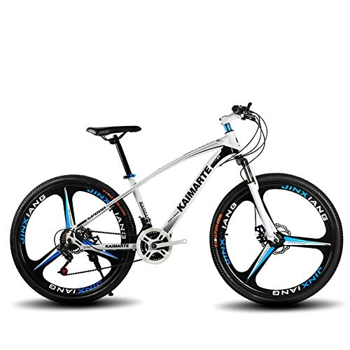 Mountain Bike : JACK'S CAT 27-speed Carbon Steel Mountain Bike, 24 / 26in Men's and Women's Road Bikes, Double Disc Brakes, Carrying 150kg, Riding a Hard Tail MTB Outdoors, White, 26in