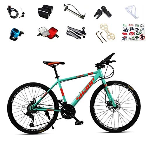 Mountain Bike : JACK'S CAT Mountain Bike, 24-inch Mountain Bike Suitable for 135-170cm Riders, Carbon Steel Frame Double Disc Brakes, Adjustable Seats, 21 speed