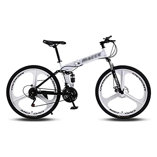 Mountain Bike : JAMCHE 26 in Wheel Adults Mountain Bike 21 / 24 / 27 Speed Dual Disc Brake with High Carbon Steel for Boys Girls Men and Wome / White / 24 Speed