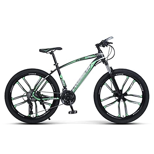 Mountain Bike : JAMCHE 26 inch Adults Mountain Bike High Carbon Steel Full Suspension MTB Bicycle for Adult Dual Disc Brake Outroad Mountain Bicycle for Men Women / Green / 27 Speed