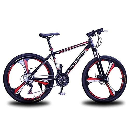 Mountain Bike : JAMCHE 26 inch Mountain Bike with Carbon Steel Frame 21 / 24 / 27 Speeds with Front Suspension and Dual Disc Brake for Boys Girls Men and Wome / Red / 27 Speed