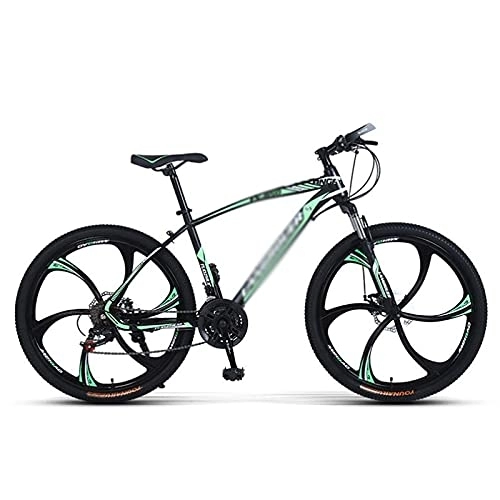 Mountain Bike : JAMCHE Mountain Bike 26 Inches Wheels 21 / 24 / 27 Speed Front Suspension Dual Disc Brakes Carbon Steel Frame Bicycle for Adults Mens Womens / Green / 27 Speed