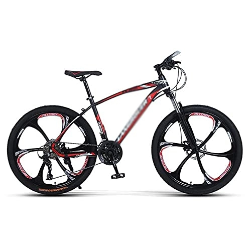 Mountain Bike : JAMCHE Mountain Bike 26 Inches Wheels 21 / 24 / 27 Speed Front Suspension Dual Disc Brakes Carbon Steel Frame Bicycle for Adults Mens Womens / Red / 24 Speed
