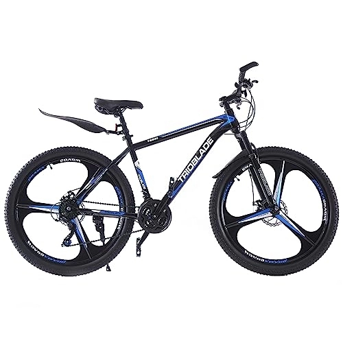 Mountain Bike : Jamiah 27.5 Inch Mountain Bike 3 Spoke Wheels Bicycle, 17.5 Inch Frame Mountain Bicycle - Shimano 21 Speeds Disc Brake (Blue)