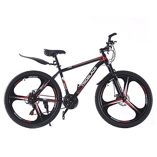 Mountain Bike : Jamiah 27.5 Inch Mountain Bike 3 Spoke Wheels Bicycle, 17.5 Inch Frame Mountain Bicycle - Shimano 21 Speeds Disc Brake (Red)