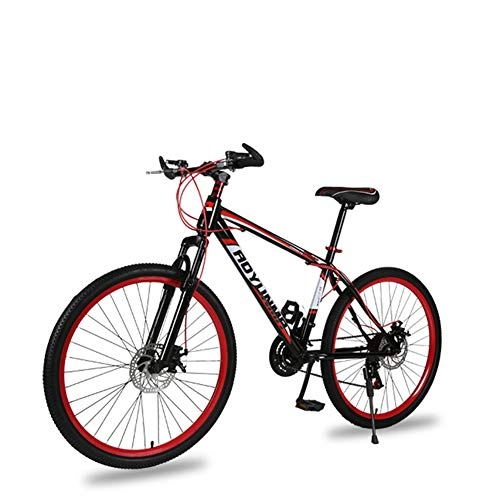 Mountain Bike : JESU Mountain Bike 26 inch 21 speeds, damping Adult Student bicycle with double disc brakes, BlackRed