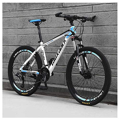 Mountain Bike : JF-XUAN Bicycle Outdoor sports 26" Adult Mountain Bike, 27Speed Drivetrain Front Suspension Variable Speed HighCarbon Steel Mountain Bike, Blue