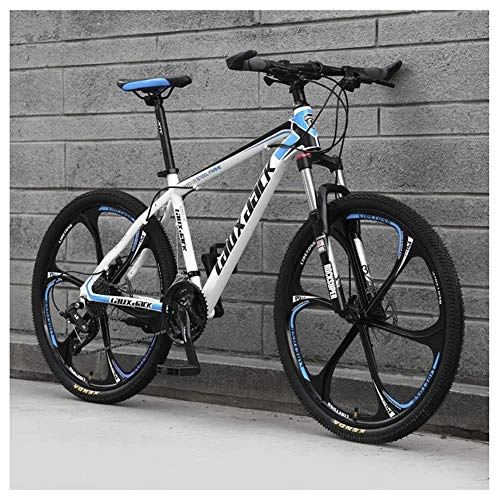 Mountain Bike : JF-XUAN Bicycle Outdoor sports 26" Men's Mountain Bike, Trail Mountains, HighCarbon Steel Front Suspension Frame, Twist Shifters Through 24 Speeds, Blue