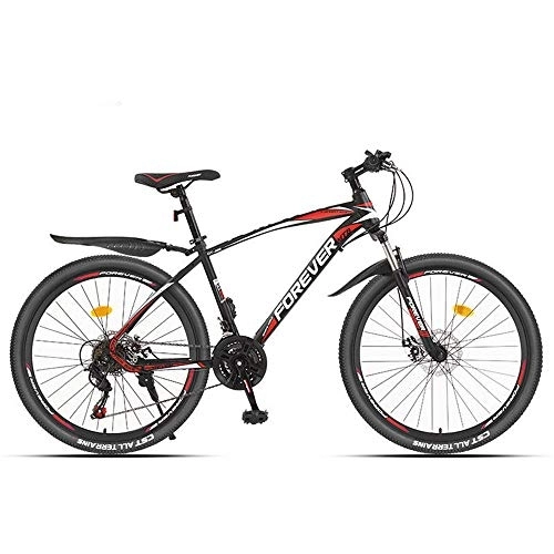 Mountain Bike : JHKGY Mountain Bicycle 27 Speed, Outdoor Bikes, High-Carbon Steel Bicycle, Full Suspension Disc Brake, for Men Women, Red, 26inch