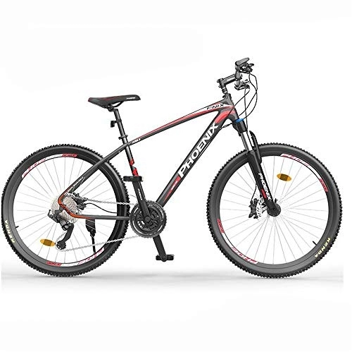 Mountain Bike : JHKGY Mountain Bike, Dual Disc Brake Aluminum Alloy Frame Mountain Bike, 27 Speed 26 Inches Spoke Wheels Mountain Bike, Red