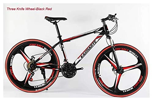 Mountain Bike : JINSUO Aluminum alloy mountain bike 24 inch bicycle 21 / 24 / 27 / 30 speed mountain bike double disc brake with shock absorption bicycle (Color : 3D Black and red, Size : 21speed)