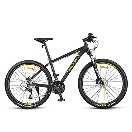 Mountain Bike : JKCKHA 27.5 Inch Mountain Bike 27-Speed for Man And Woman, Aluminum Alloy Frame with Internal Wiring Lock-Out Suspension Fork Hydraulic Disc-Brake, Gold