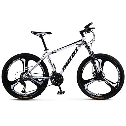 Mountain Bike : JLFSDB 26" Inch Mountain Bicycles 21 / 24 / 27 / 30 Speeds MTB Bike Lightweight Carbon Steel Frame Disc Brake Front Suspension (Color : White, Size : 24speed)