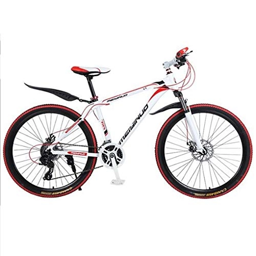 Mountain Bike : JLFSDB 26" Mountain Bike, Lightweight Aluminium Alloy Frame Bike, Dual Disc Brake And Front Suspension (Color : White, Size : 27 Speed)