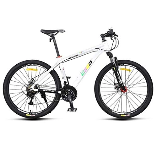 Mountain Bike : JLFSDB Mountain Bike, 26 Inch Aluminium Alloy Frame Men / Women MTB Bicycles, Double Disc Brake Front Suspension, 21 Speed (Color : White)