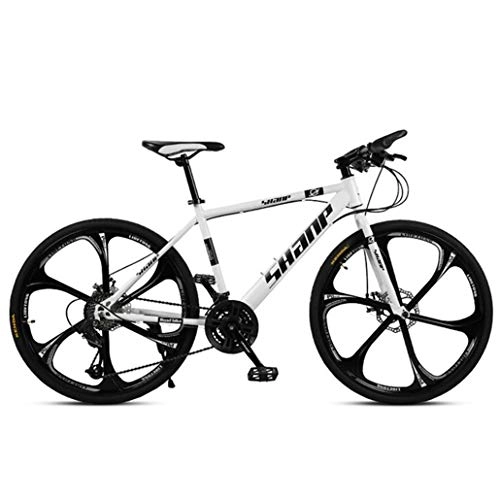 Mountain Bike : JLFSDB Mountain Bike, 26 Inch Hard-tail Mountain Bicycle, Dual Disc Brake And Front Suspension Fork, Mag Wheels (Color : White, Size : 24-speed)