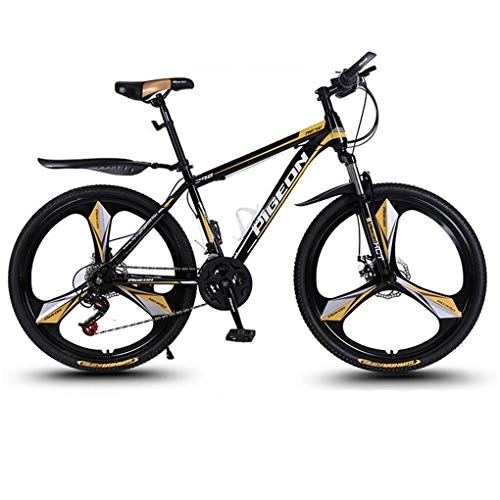 Mountain Bike : JLFSDB Mountain Bike, 26 Inch Hardtail Carbon Steel Frame Bicycle, Dual Disc Brake Front Suspension, Mag Wheels, 24 Speed (Color : Gold)