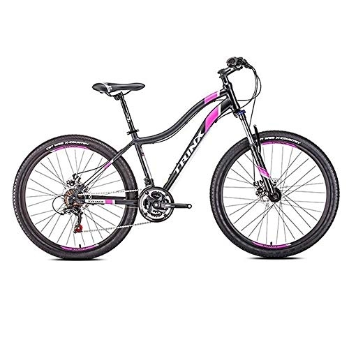 Mountain Bike : JLFSDB Mountain Bike, 26 Inch Lightweight Aluminium Alloy Men / Women Bicycles, Double Disc Brake Front Suspension, 21 Speed (Color : Black)