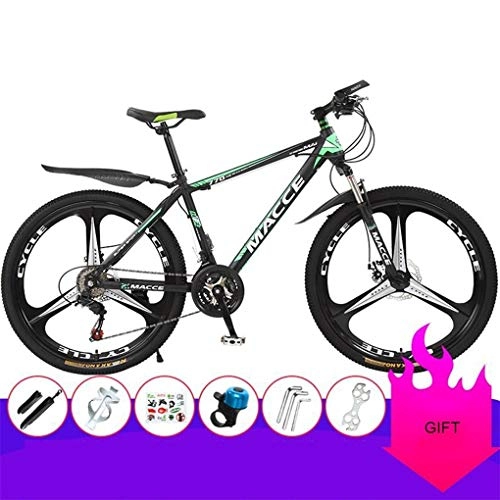Mountain Bike : JLFSDB Mountain Bike, 26 Inch Men / Women Hardtail MTB Bicycle, Dual Disc Brake Front Suspension, 21 / 24 / 27 Speeds (Color : Green, Size : 24 Speed)