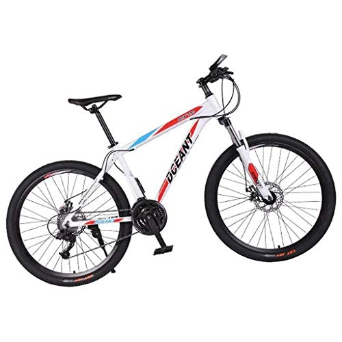 Mountain Bike : JLFSDB Mountain Bike, 26 Inch Mountain Bicycles 21 / 24 / 27 Speeds MTB Lightweight Carbon Steel Frame Disc Brake Front Suspension (Color : White, Size : 24speed)