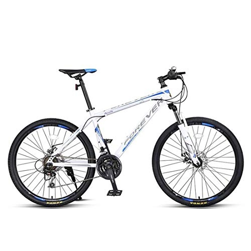 Mountain Bike : JLFSDB Mountain Bike, 26 Inch Spoke Wheel, Carbon Steel Frame Men / Women Hardtail Bicycles, Double Disc Brake And Front Fork (Color : White, Size : 27-speed)