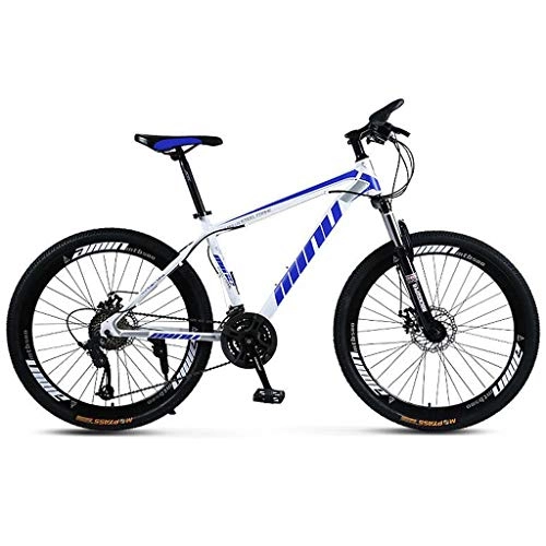 Mountain Bike : JLFSDB Mountain Bike, 26 Inch Unisex Mountain Bicycles Carbon Steel Frame 21 / 24 / 27 / 30 Speeds Front Suspension Disc Brake (Color : Blue, Size : 24speed)