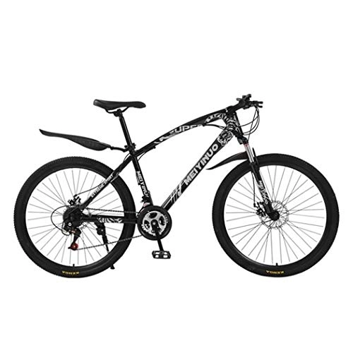 Mountain Bike : JLFSDB Mountain Bike, 26 Inch Wheel Carbon Steel Frame Mountain Bicycles, With Double Disc Brake And Front Fork (Color : Black, Size : 21-speed)