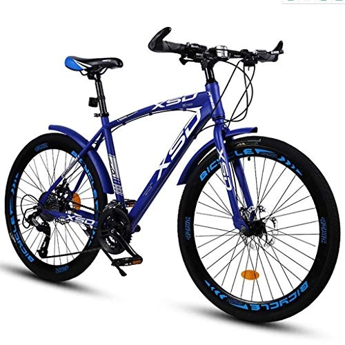 Mountain Bike : JLFSDB Mountain Bike 26" Mountain Bicycles Dual Full Suspension 21 Speed MTB Bike Lightweight Carbon Steel Frame Disc Brake For Women Men (Color : Blue, Size : 21speed)