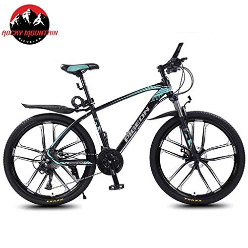 Mountain Bike : JLFSDB Mountain Bike, 26'' Wheel Bicycles 27 / 30 Speeds MTB Lightweight Aluminium Alloy Frame Disc Brake Front Suspension (Color : Green, Size : 27speed)